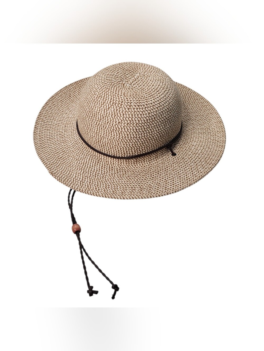 Solar Escape Women's Sun Hat Wide Brim Straw Look Adjustable Chin Strap One Size